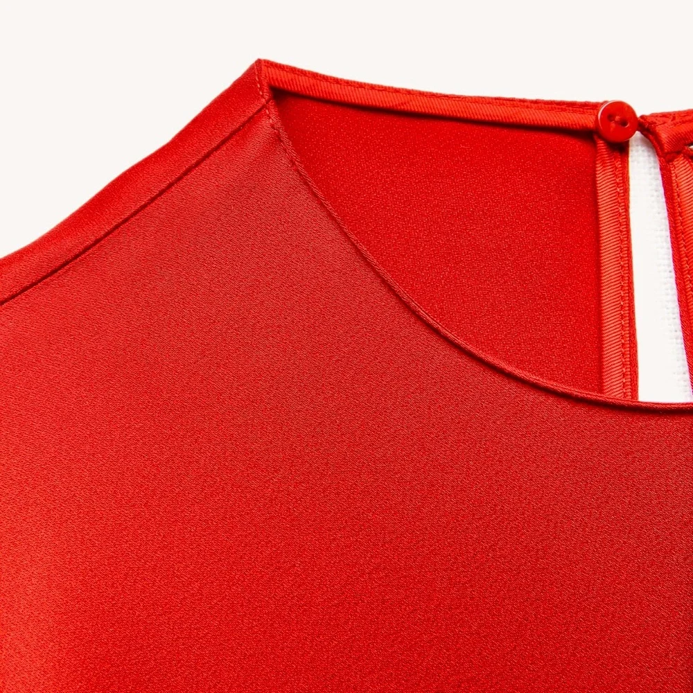 ZARA NWT RED DRESS BACK V-NECK ZW COLLECTION - Picture 9 of 13
